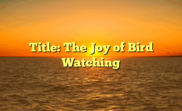 Title: The Joy of Bird Watching